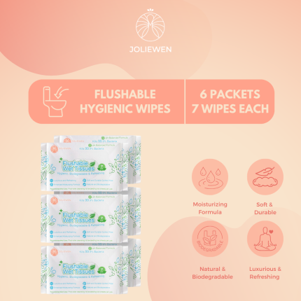 flushable wet tissues - 6 packs of 7 wipes - Joliewen