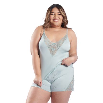 VALERIE FLORAL LACE DEEP PLUNGE PAJAMA SET