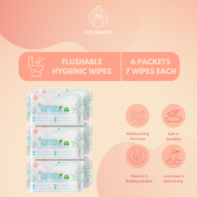 flushable wet tissues - 6 packs of 7 wipes - Joliewen